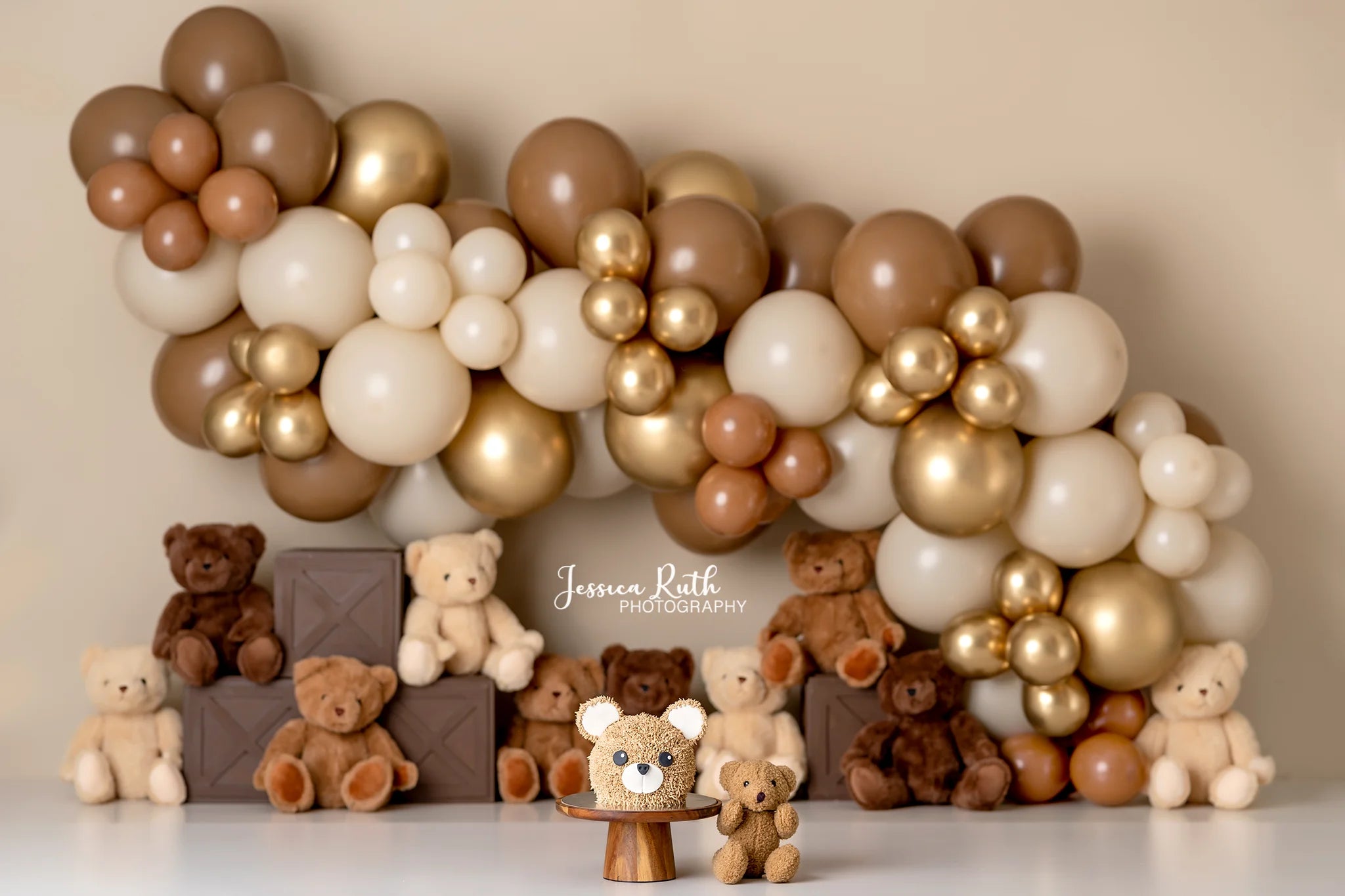 Bears Balloons Backdrops Kids Baby Birthday Cake Smash Photocall Child Adult Photography Backgrounds