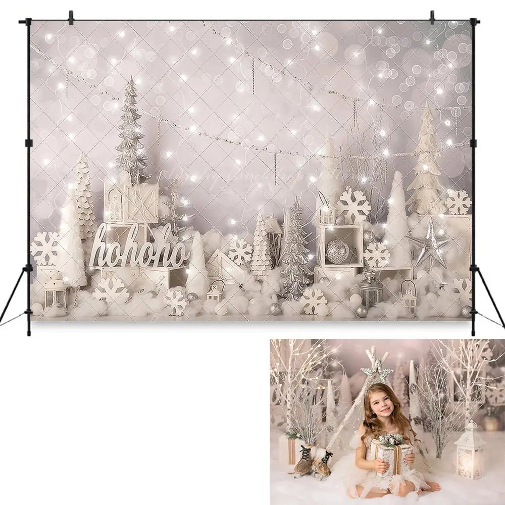 Christmas Themed Photography Backdrop Winter Snowy Kids Baby Cake Smash Photocall Decors Child Adult Indoor Holiday Decor