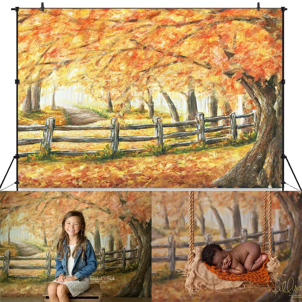 Autumn Farm Backdrops Kids Baby Photography Child Adult Photocall Festival Fall Forest Castle Halloween Pumpkin Background