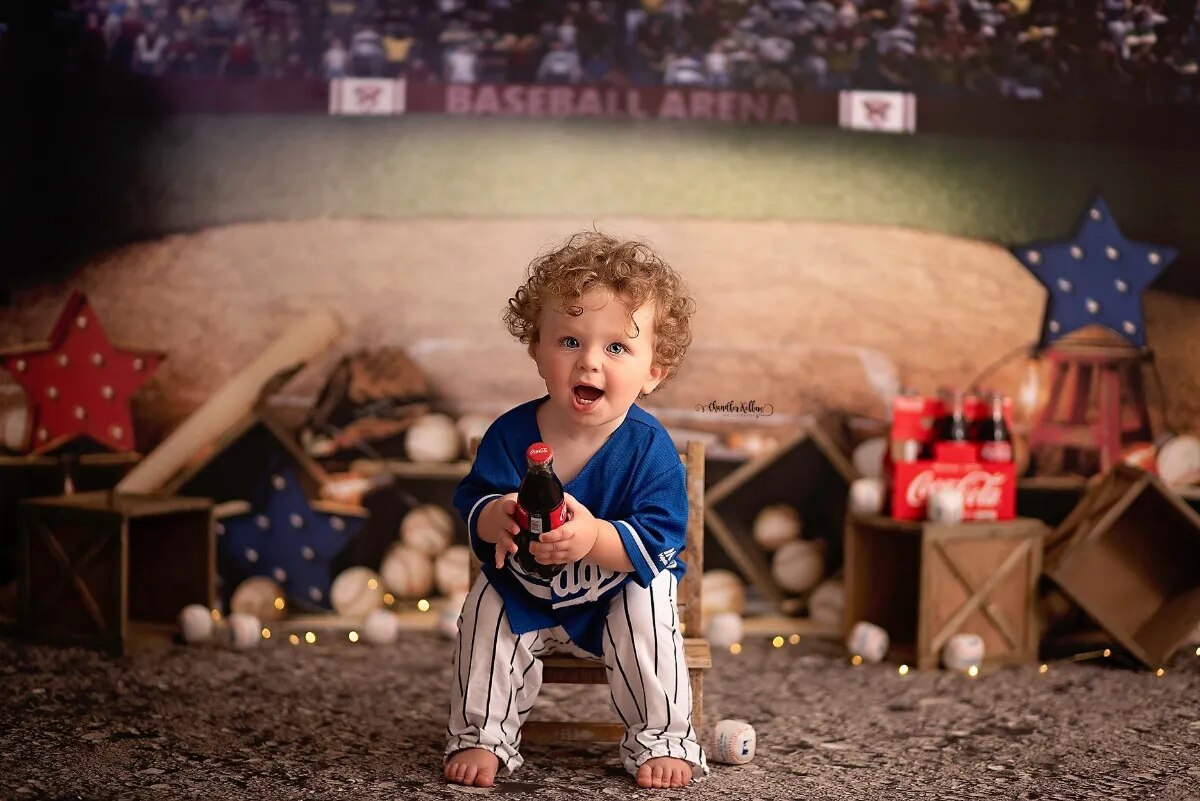 Baseball Sports Backdrops Kids Cake Smash Props Boy Birthday Child Photography Party Sandlot Stadium Background Photostudio