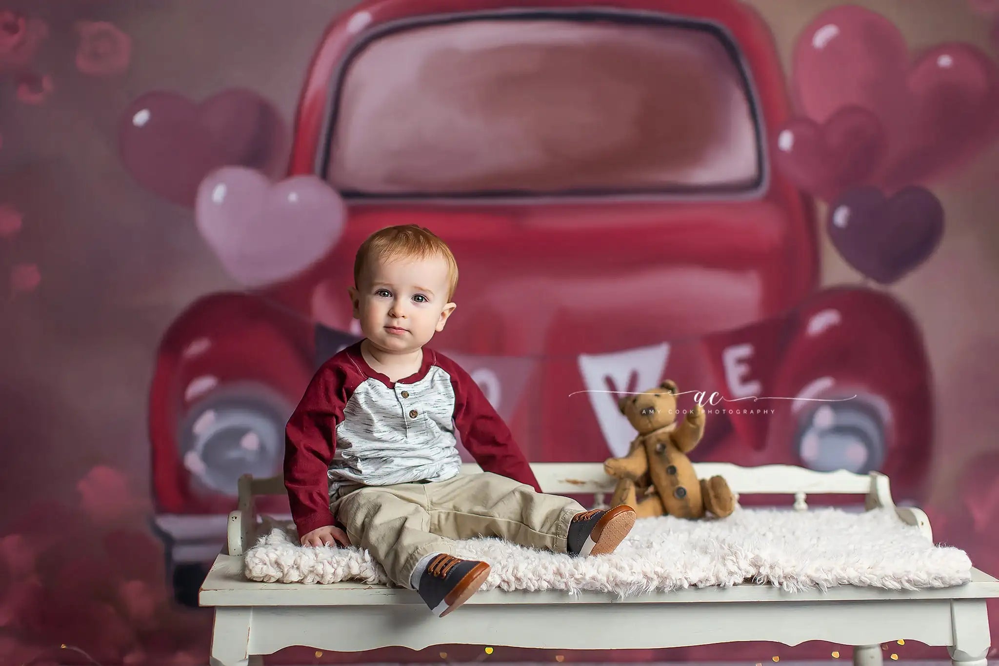 Love Bug Car Valentine Day Backdrops Kids Baby Photography Props Child Adult Birthday Cake Smash Photocall Decors Background