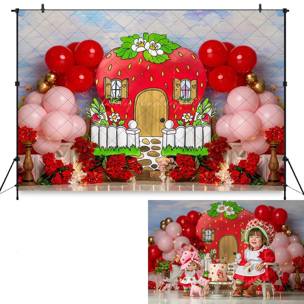 Beautiful Castle View Backdrop Kids Baby Cake Smash Photography Props Pink Floral Child Girls Adult Birthday Backgrounds