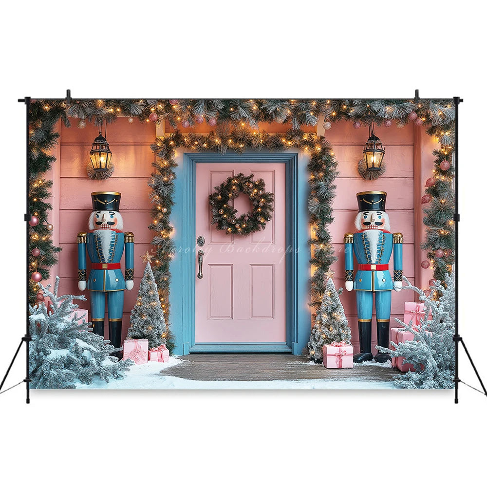 Pink and Blue Toyman Photography Backdrop Christmas Themed Kids Baby Cake Smash Photocall Decors Studio Backgrounds