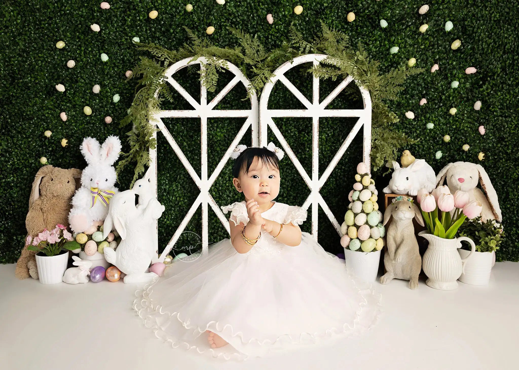 Some Bunny Secret Garden Easter Backdrops Kids Baby Photography Props Child Adult Photocall Decors Green Plants Wall Backgrounds