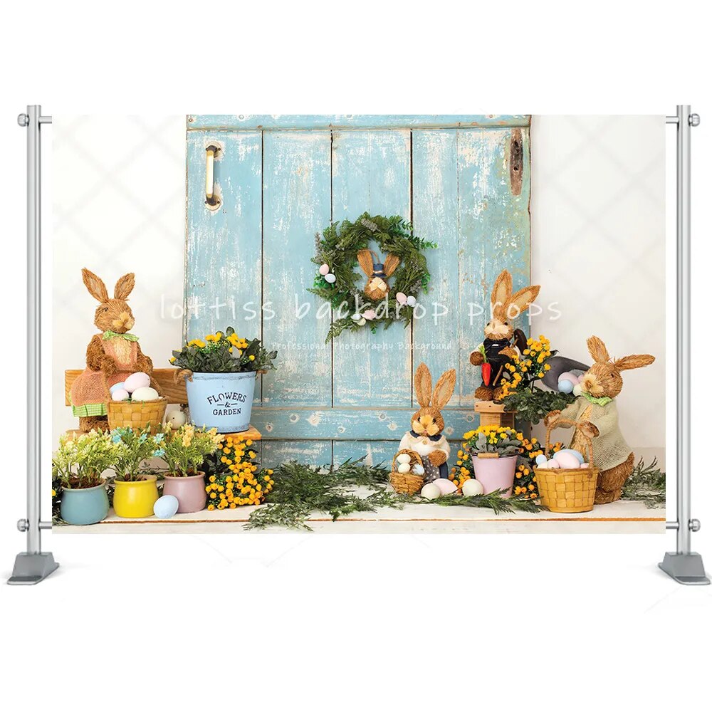 Easter Photography Backdrop Spring Garden Bunny Cake Smash Kids Portrait Background Easter Egg Baby Shower Portrait Props