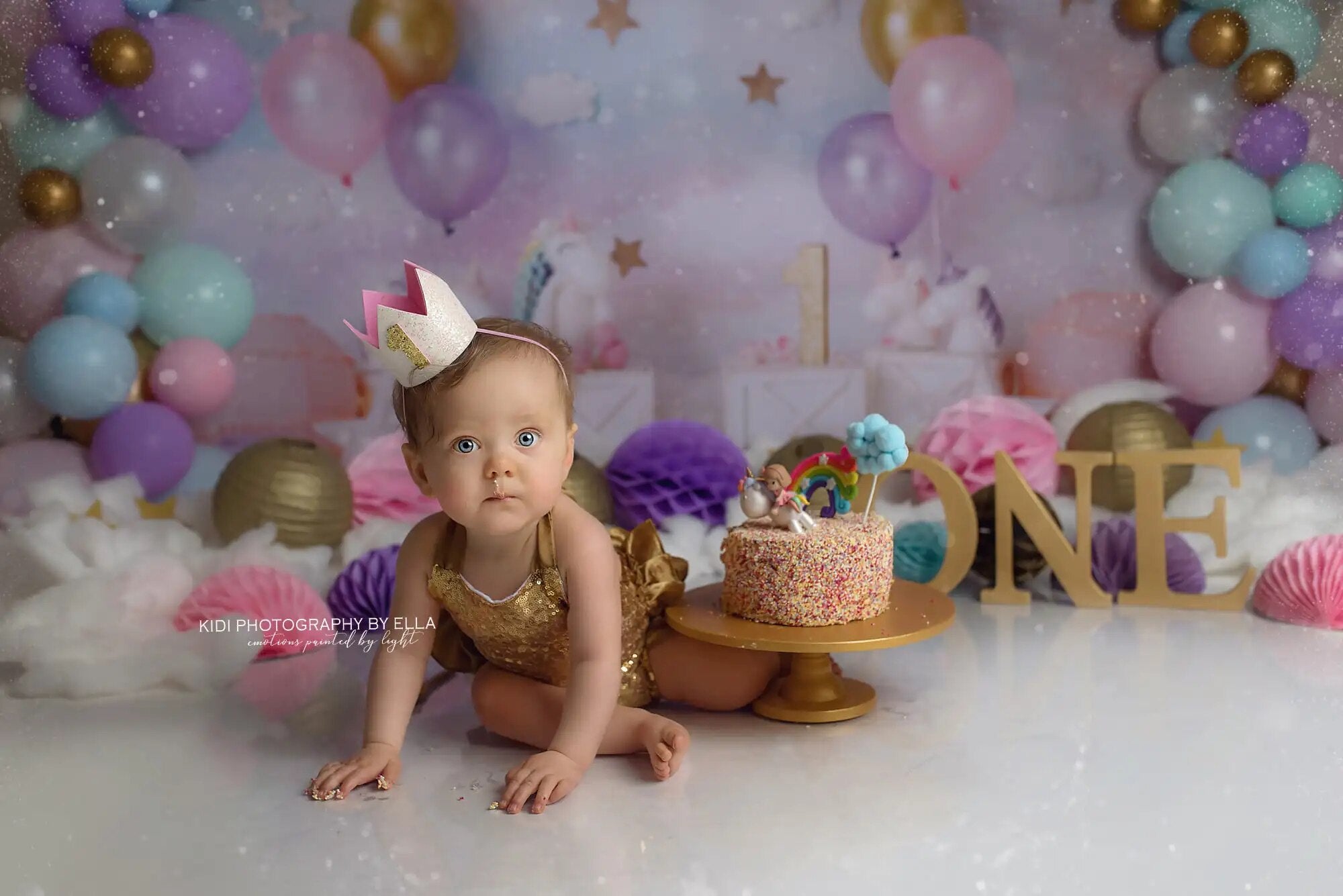 Unicorn Magic Backdrops Kids Baby Cake Smash Props Child Girl Photography Photocall Rainbow Balloons Decors Background