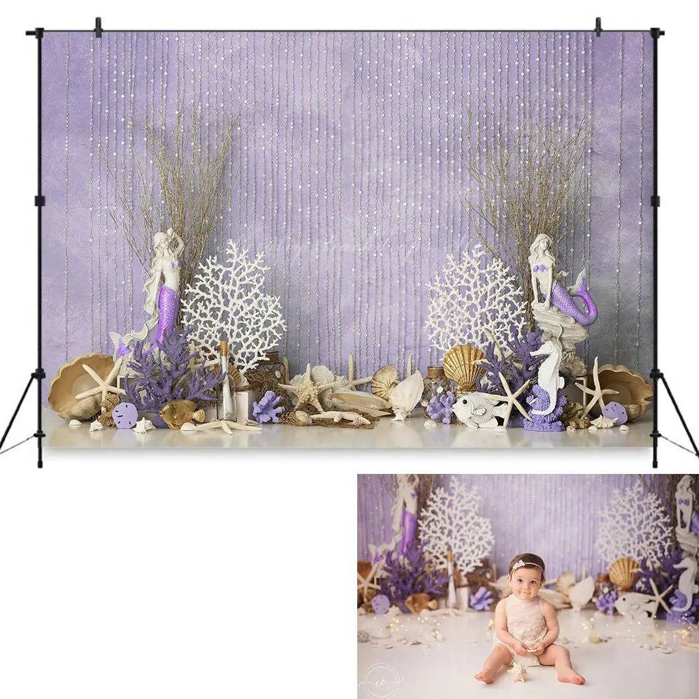 Undersea Mermaid Photography Backdrop Kids Baby Cake Smash Photocall Decors Child Girls Adult Birthday Studio Backgrounds