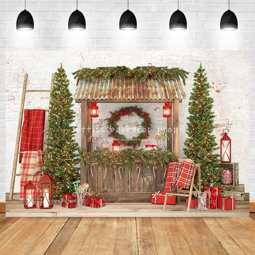 Christmas Brick Background XMAS Candy Cane Wooden Floor Background Children Baby Family Photozone Photo Backdrop Photo Studio