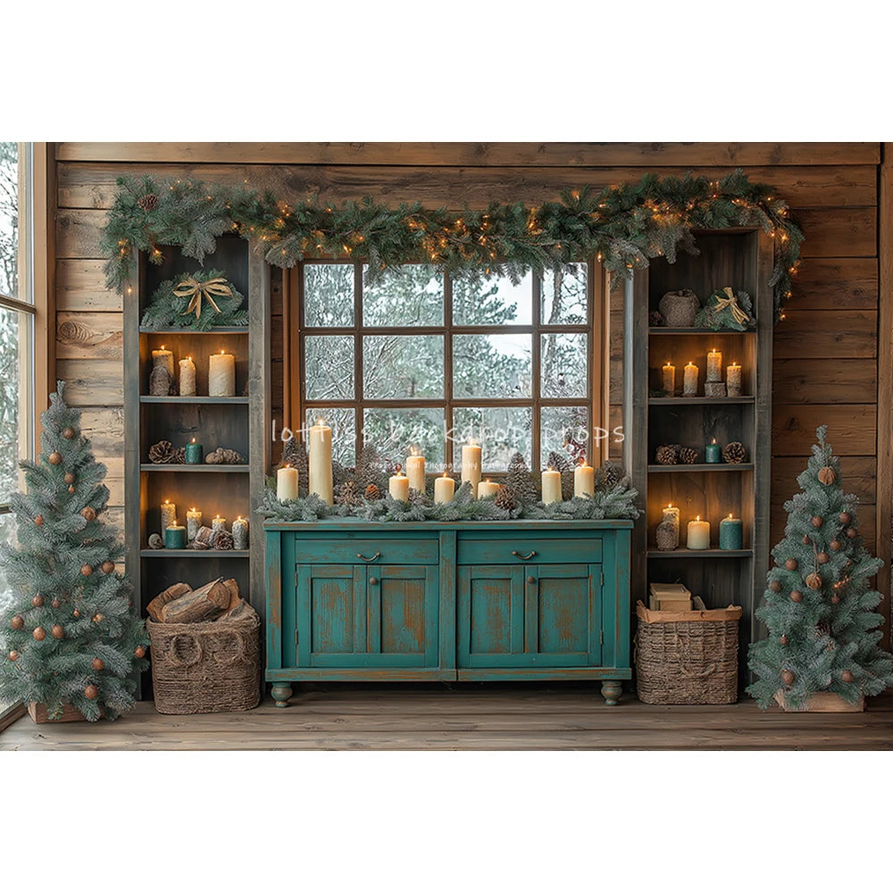 Christmas Windows Fireplace Backdrops Kids Adult Photography Child Photocall Xmas Trees Wreath Curtains Winter Backgrounds