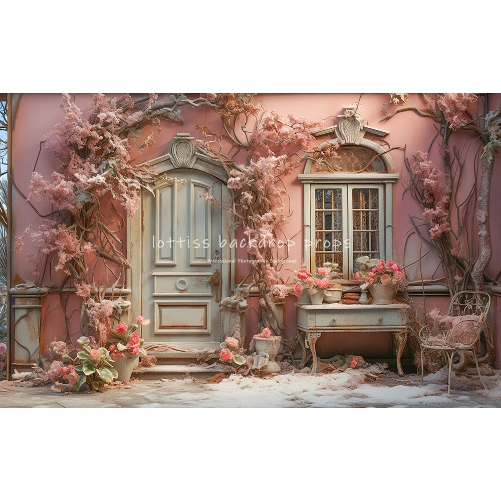 Spring Windows Backdrops Kids Baby Photography Child Pregnant Photocall Decors Garden Rose Floral House Front Backgrounds