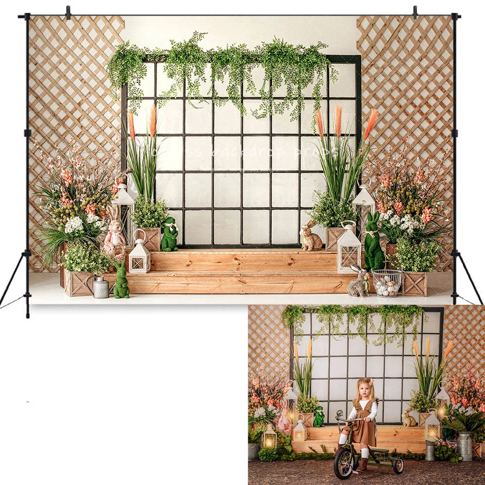 Spring Garden Entrance Backdrops Kids Baby Photography Prop Child Adult Photocall Decors Floral Plants Rose Arch Door Background