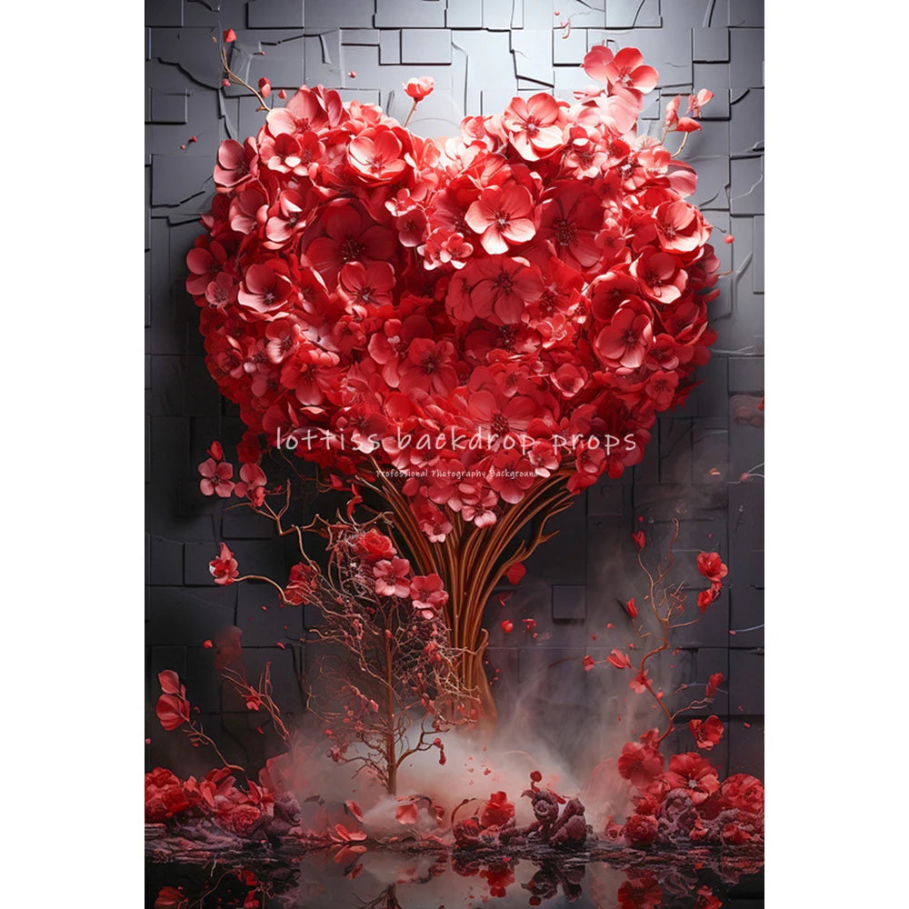 Valentine's Day Rose Floral Backdrops Lover Adult Photography Child Baby Photocall Red Floral Door Heart Balloons Backgrounds