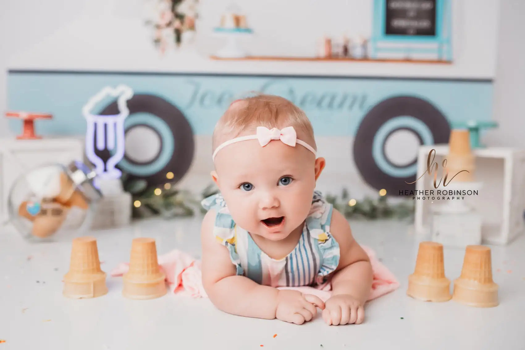 Summer Ice Cream Car Photography Backdrop Kids Baby Cake Smash Photocall Decors Child Girls Adult Birthday Studio Backgrounds