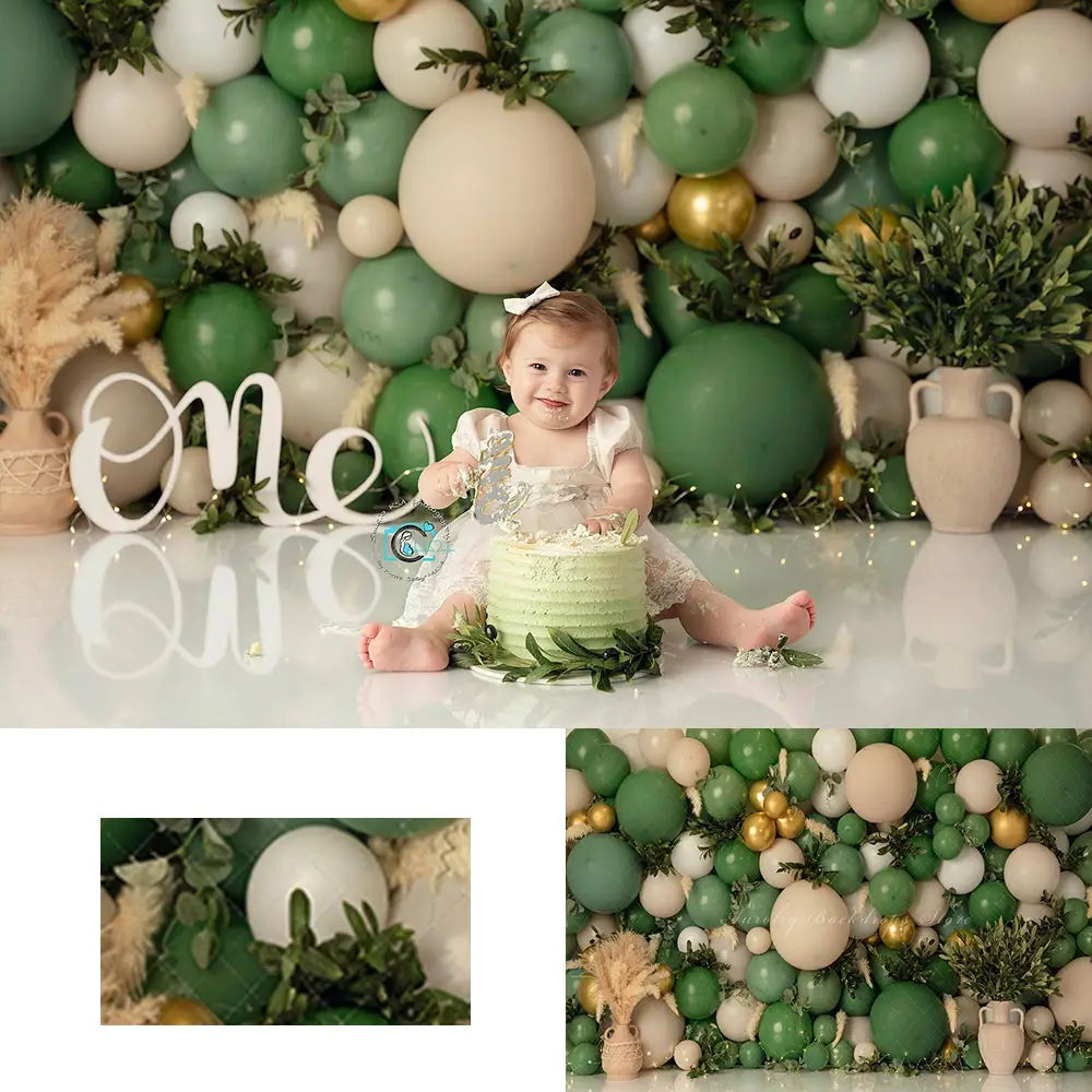 Olive Vines Balloon Wall Photography Backdrop Kids Baby Cake Smash Photocall Decors Girls Adult Birthday Studio Backgrounds