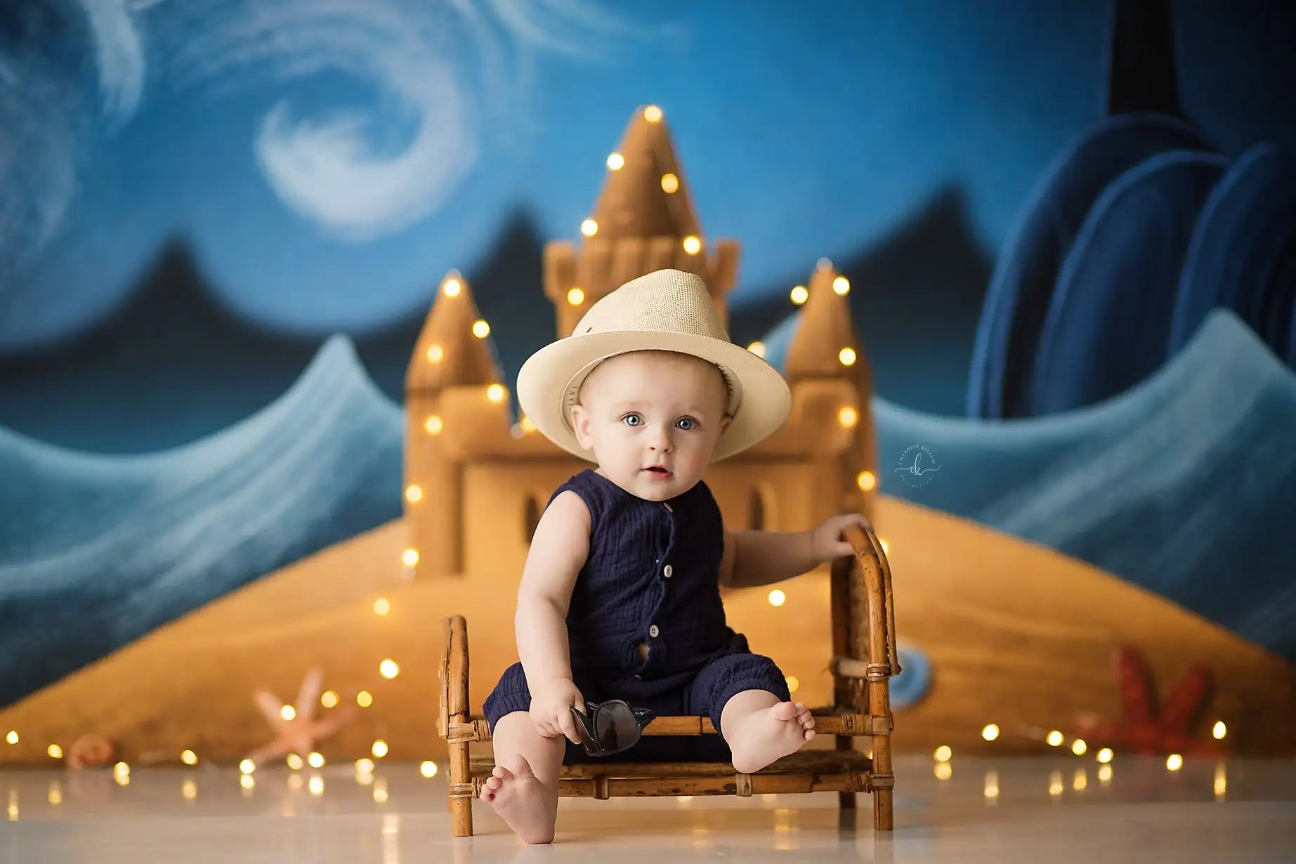 Sand Castle Photography Backdrop Kids Baby Cake Smash Photocall Decors Summer Nights Child Adult Birthday Studio Backgrounds