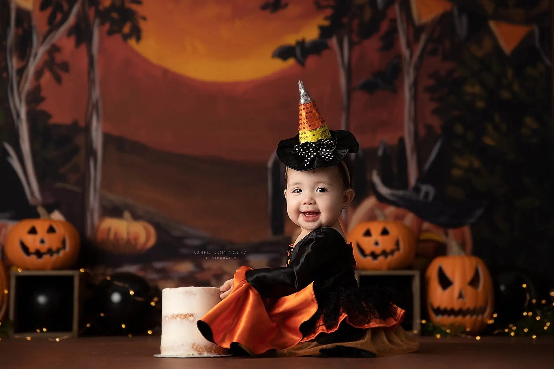 Witches Ball Halloween Backdrops Kids Photgrpahy Adult Child Photocall Props Pumpkin Lanterns Decor Festival Backgrounds