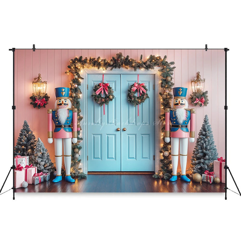 Pink and Blue Toyman Photography Backdrop Christmas Themed Kids Baby Cake Smash Photocall Decors Studio Backgrounds