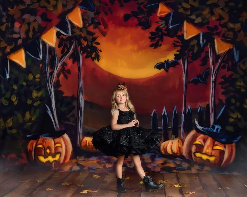 Witches Ball Halloween Backdrops Kids Photgrpahy Adult Child Photocall Props Pumpkin Lanterns Decor Festival Backgrounds