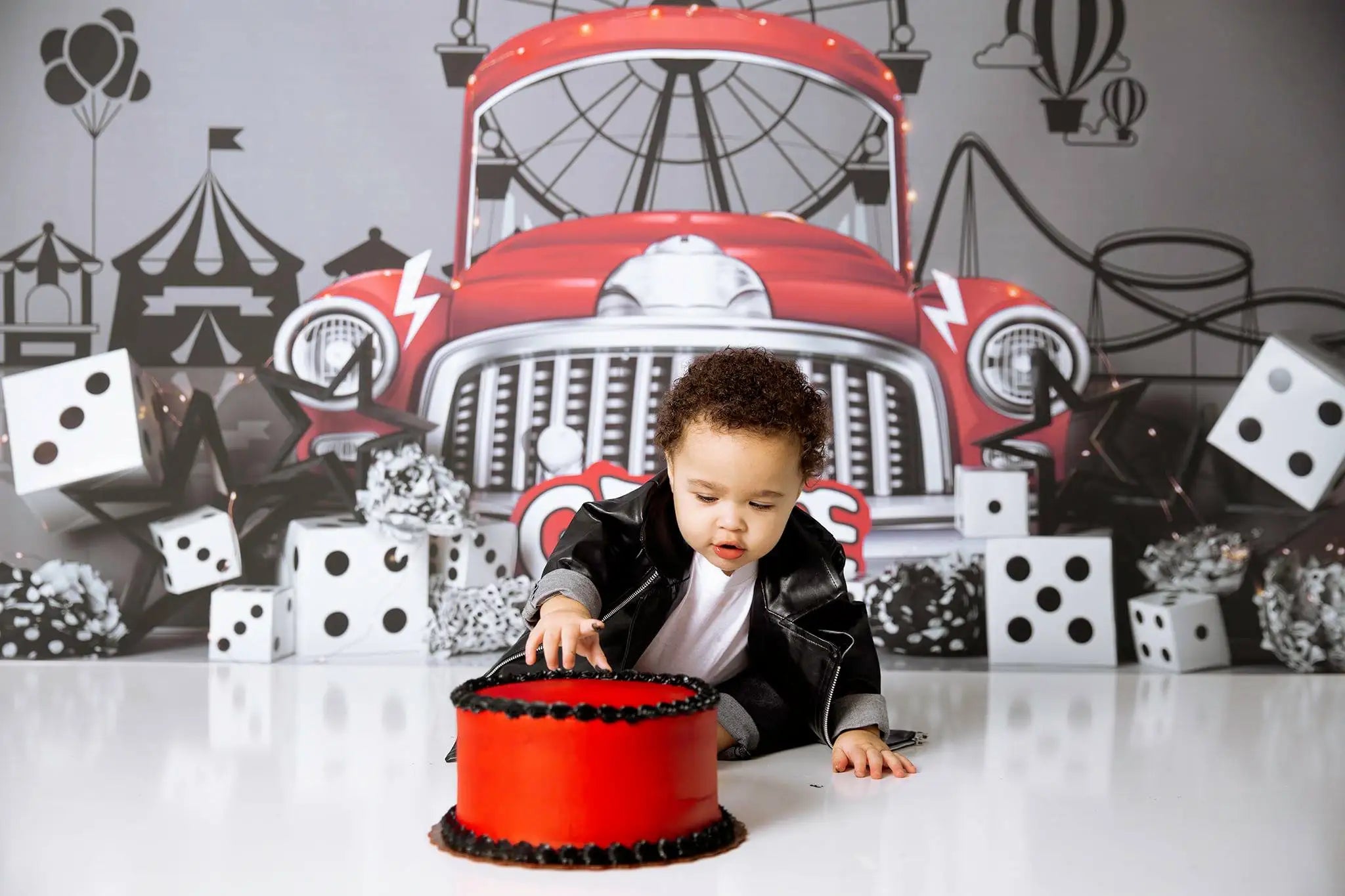 Greased Lightening Photo Backdrop Retro Car Kids Baby Cake Smash Photography Props Child Adult Birthday Studio Backgrounds