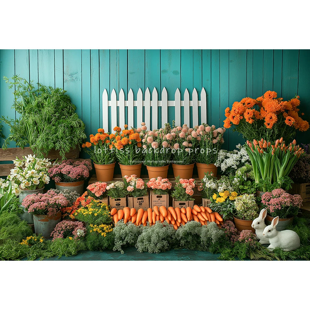 Easter Bunnies Carrots Farm Backdrops Kids Baby Birthday Cake Smash Photocall Spring Garden Jungle Props Backgrounds