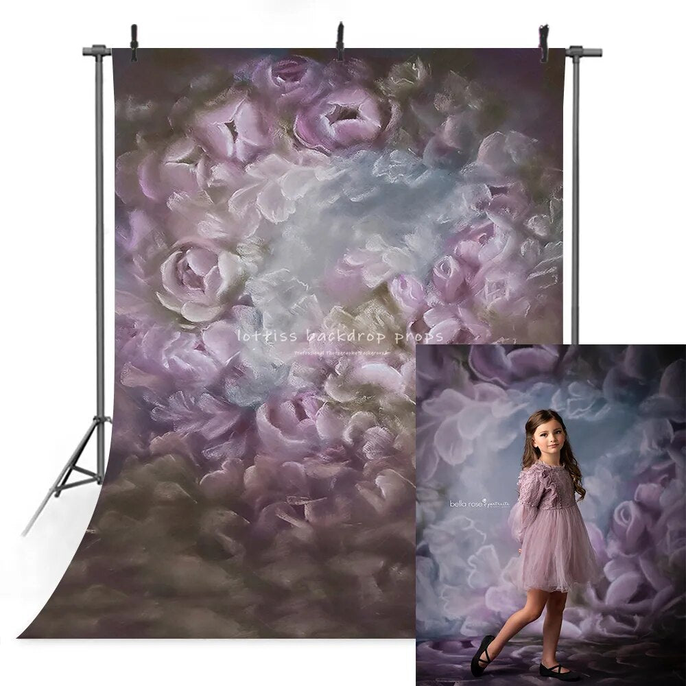 Retro Oil Painting Flowers Backdrop for Portrait Photography Baby Adult Child Photocall Abstract Art Floral Background Props