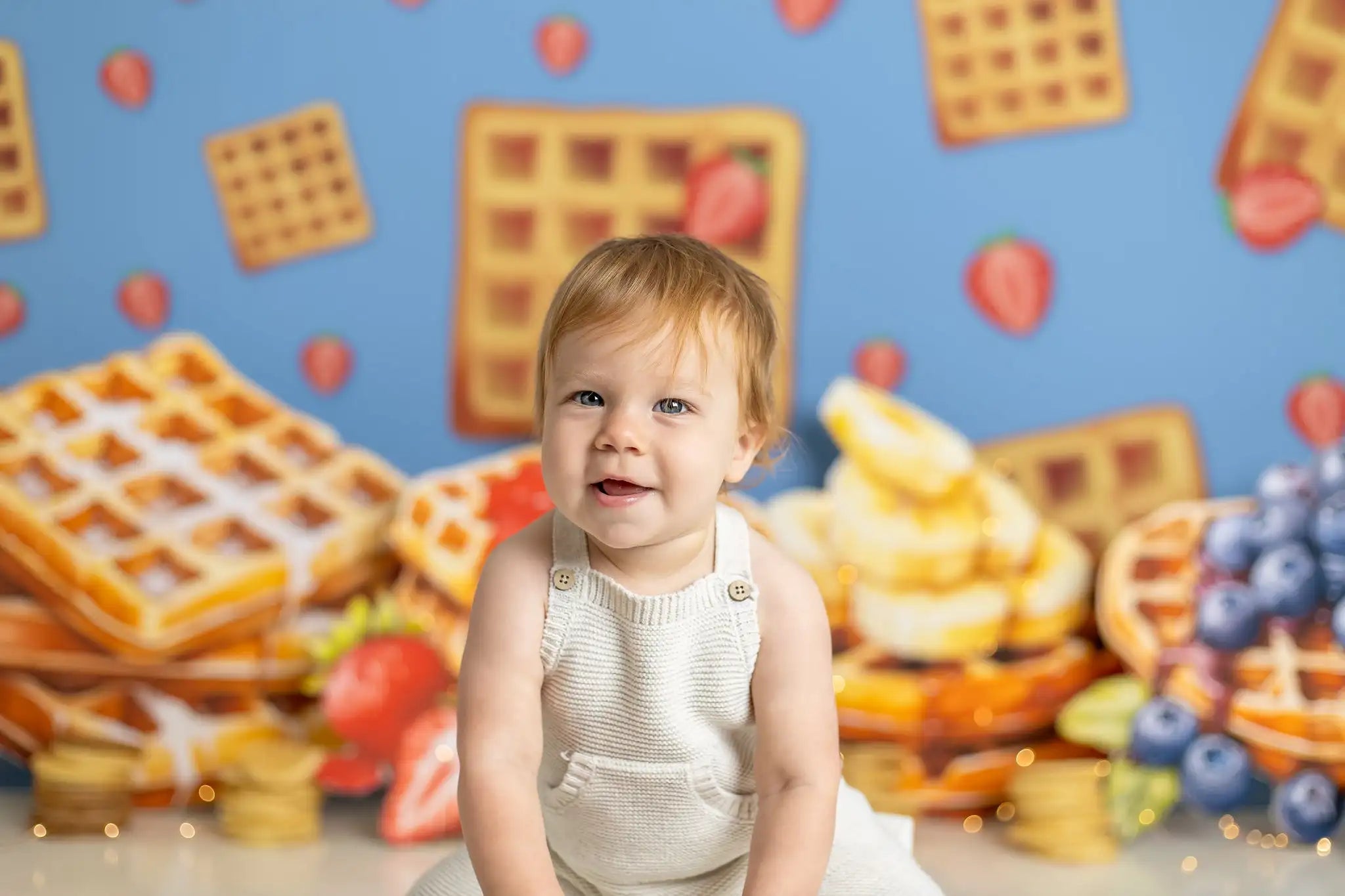 Waffle Breakfast Birthday Backdrop Kids Baby Cake Smash Photography Props Child Adult Photo Shoot Backgrounds