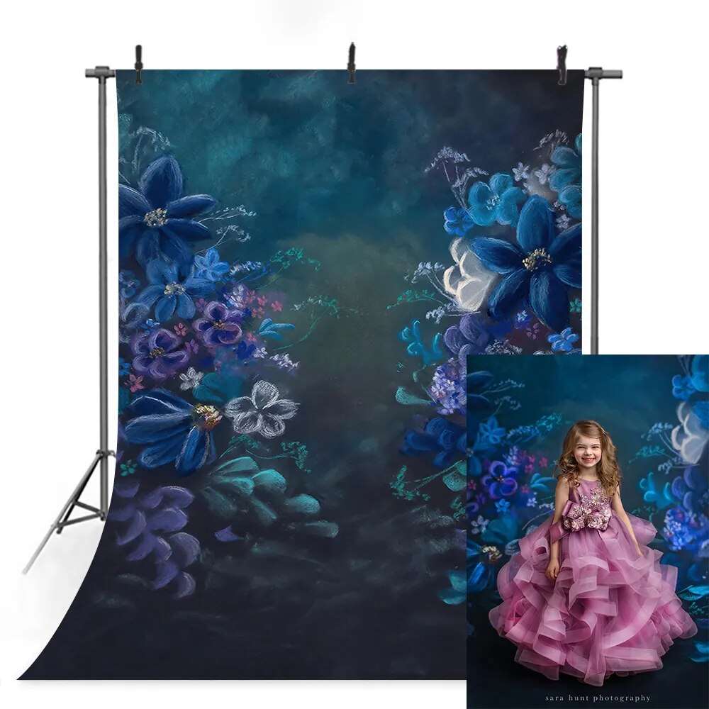 Art Floral Backdrops Kids Pregnant Woman Portrait Photography Hand Painting Flower Background Purple Flowers Baby Photostudio