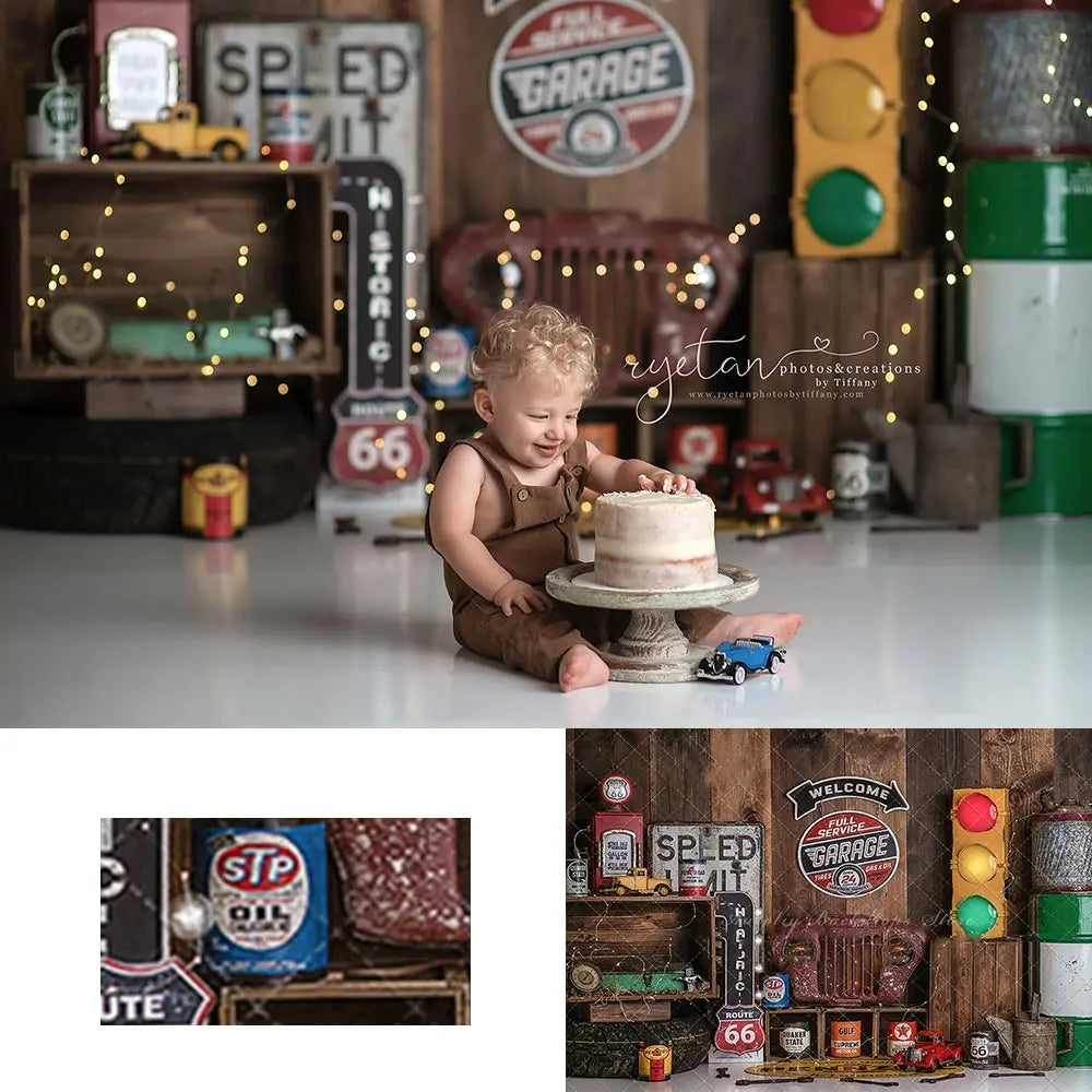 Full Service Garage Photography Backdrop Kids Baby Cake Smash Photocall Decors Child Adult Photo Studio Backgrounds