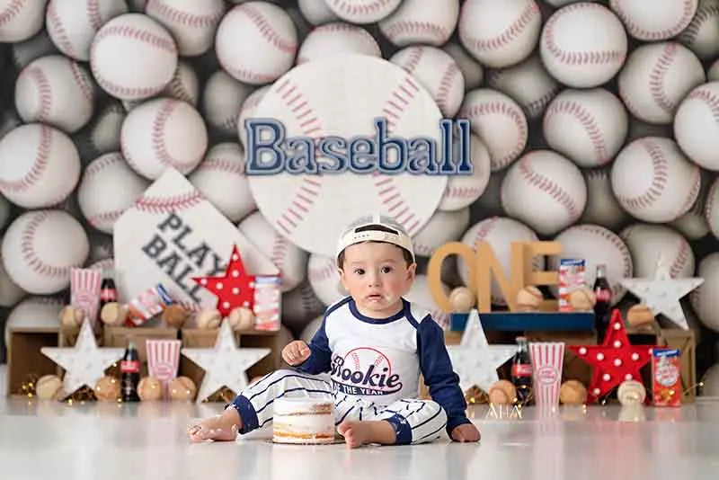 Play Baseball Photography Backdrop Kids Baby Cake Smash Photocall Decors Child Boys 1st Birthday Photo Shoot Studio Backgrounds