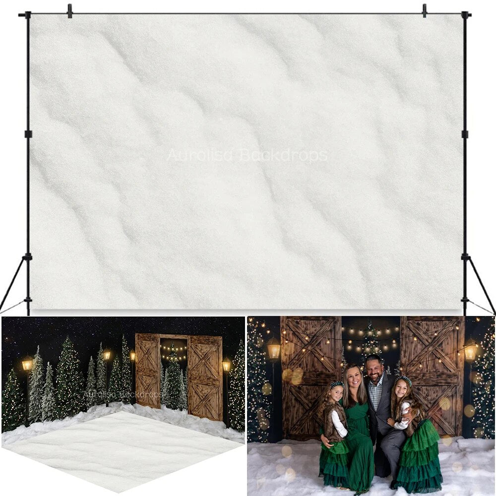 Urban Tree Farm Backdrops Kids Adult Photography Props Child Baby Xmas Photocall Snowy Christmas Trees Wooden Door Background