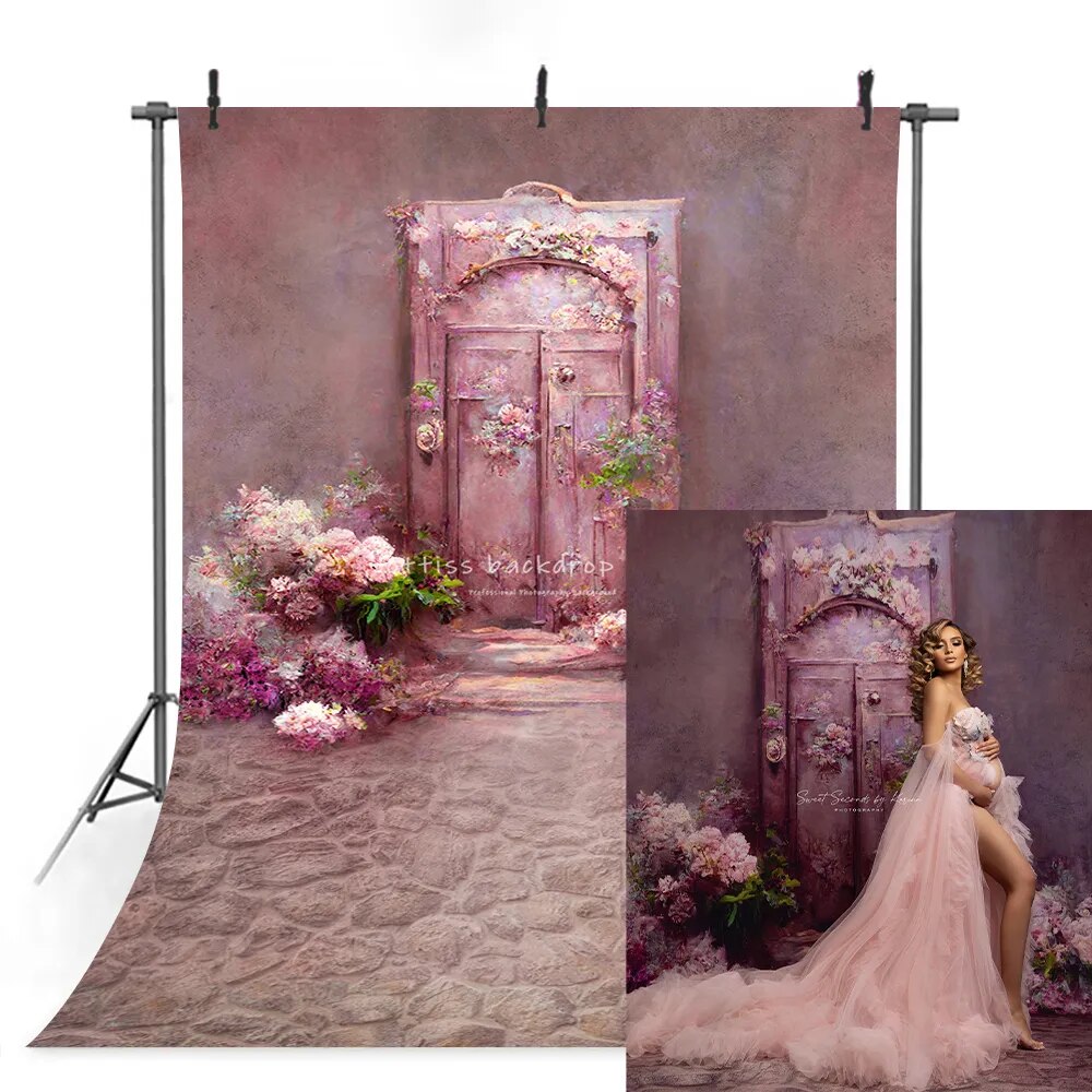 Dreamy Doorway Floral Gate Backdrops KIds Girl Photography Props Child Adult Photocall Birthday Garden Flower Plants Background