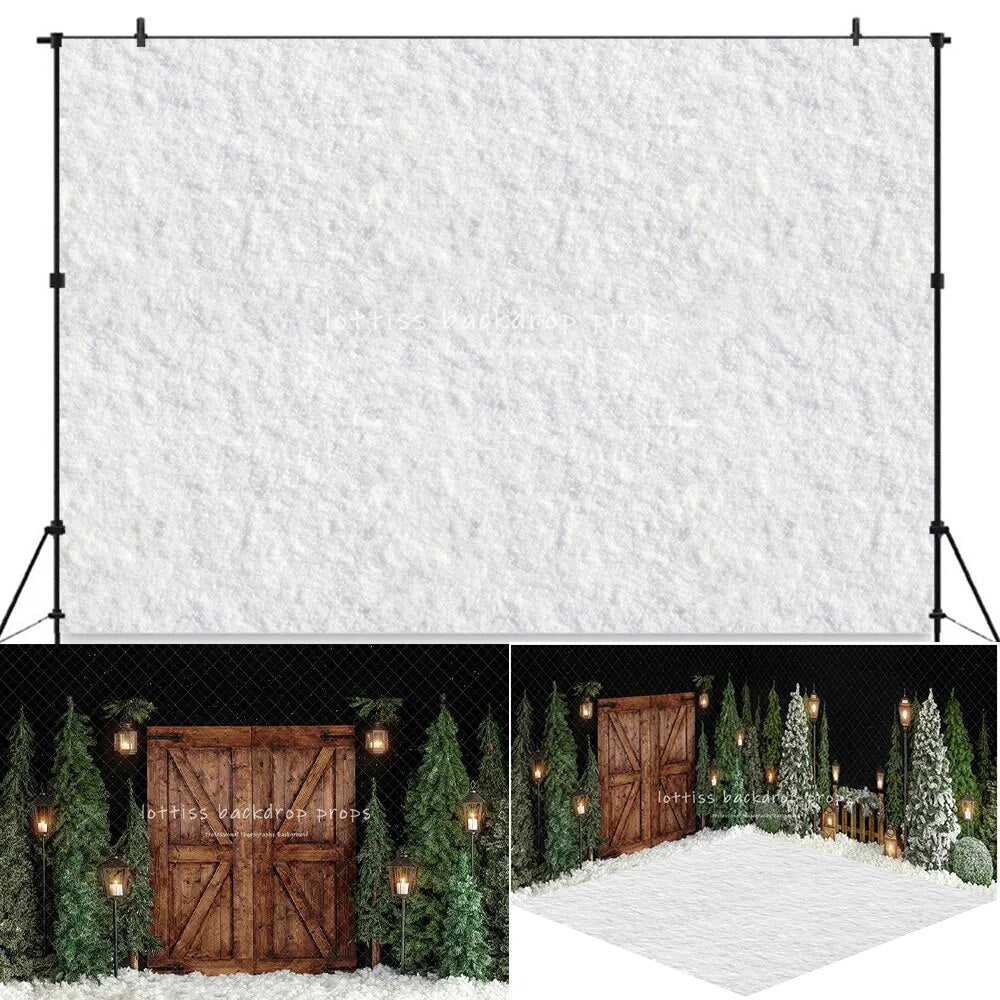 Winter Red Barn Doors Kids Photography Adult Baby Xmas Photocall Snowy Trees Christmas Snowflake Forest Background