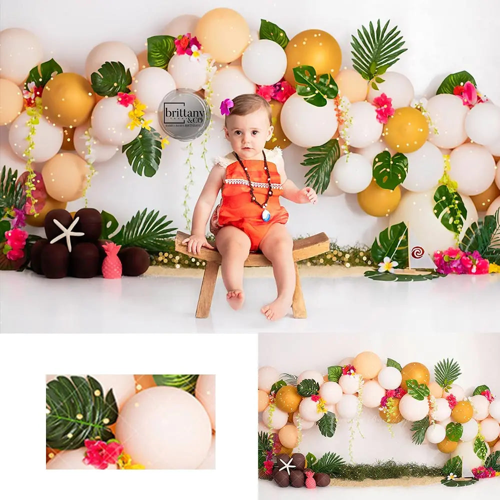 Plam Leaves and Balloons Photography Backdrop Kids Baby Cake Smash Photocall Decors Child Girls Adult Birthday Studio Background