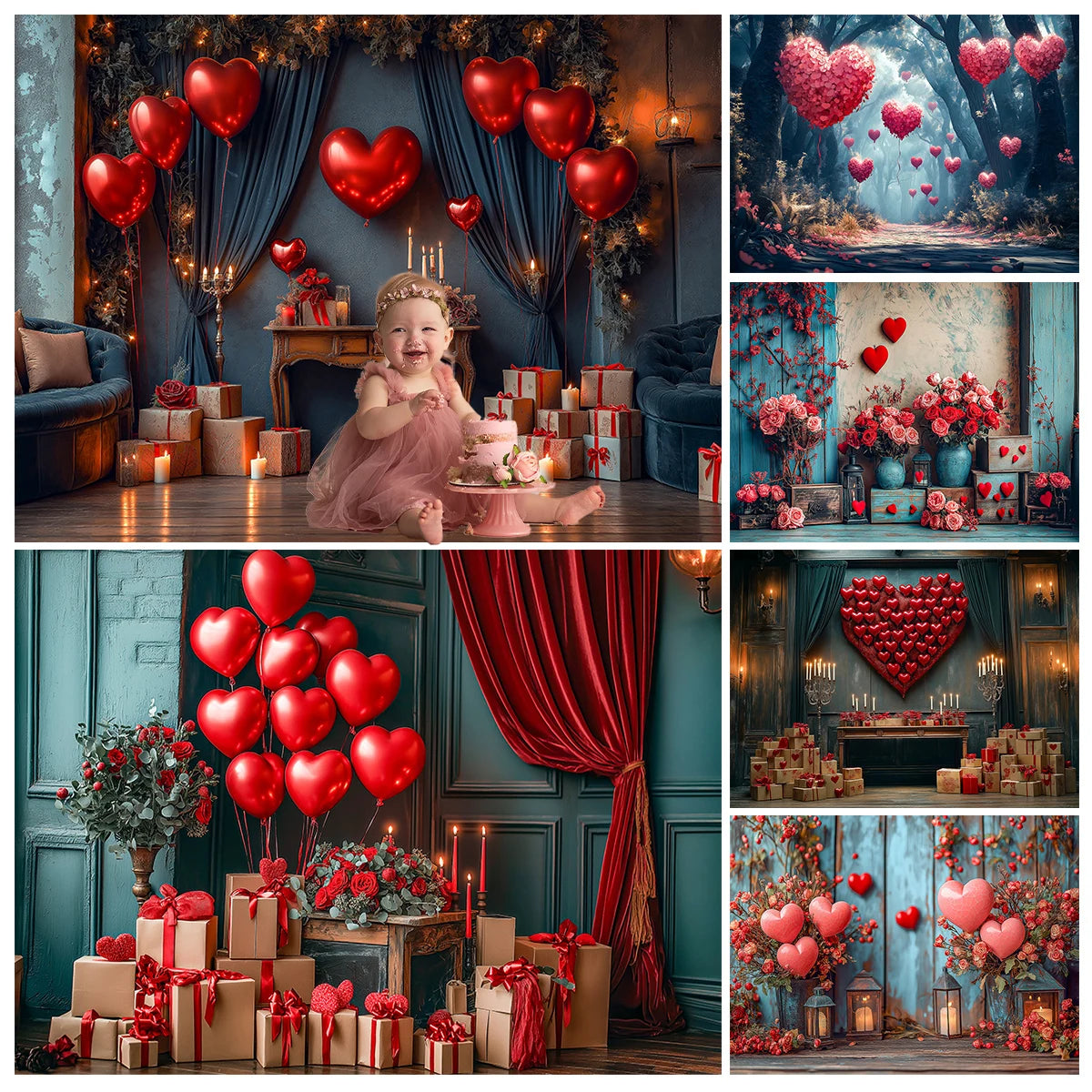 Valentine's Day Love Decoration Backdrops Adult Kids Birthday Cake Smash Props Lover Photocall Backgrounds