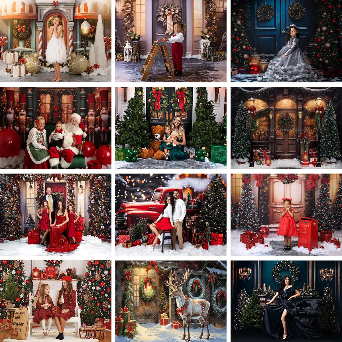 Christmas Winter Snowy Backdrop Child Adult Birthday Photo Shoot Backgrounds Fireplace Indoor Party Decoration Studio Props