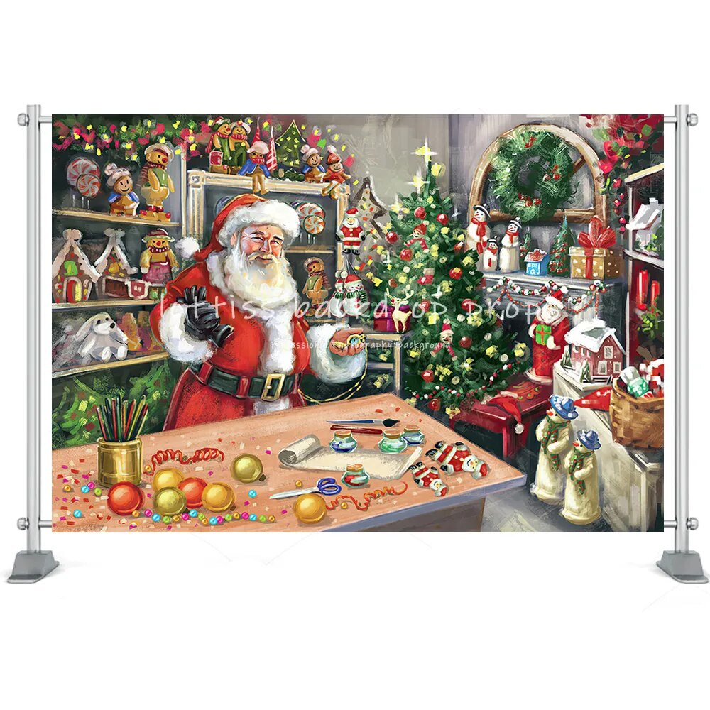 Christmas Santa Photography Backdrops Family Store Festival Decors Adult Kids Photocall Props Winter Snowfield Gift Photostudio