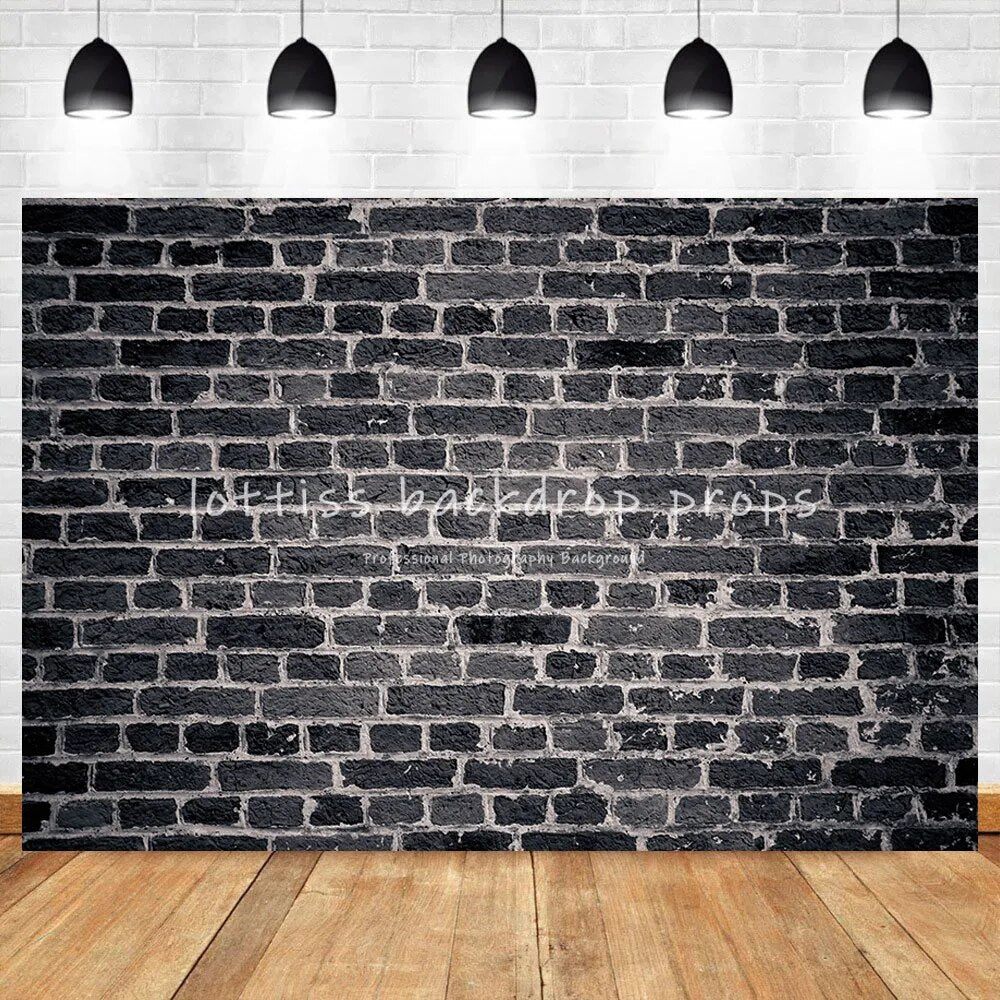 Black Brick Wall Backdrops Series-Two For Photography Kids Portrait Adult Birthday Decor Old Broken Brick-wall Background