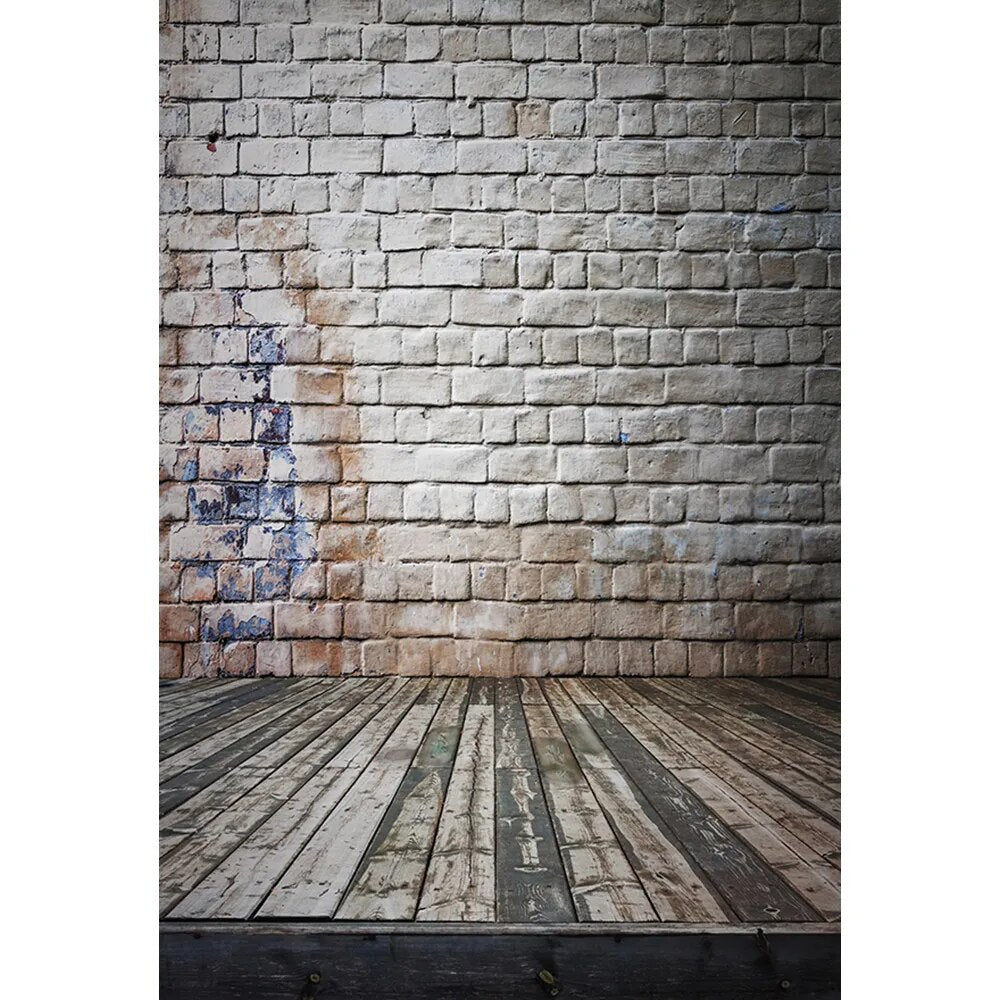 Brick Wall Photography Background Cement Wall Wooden Floor Baby Portrait Food Baby Photo Studio Interior Wall Backdrop