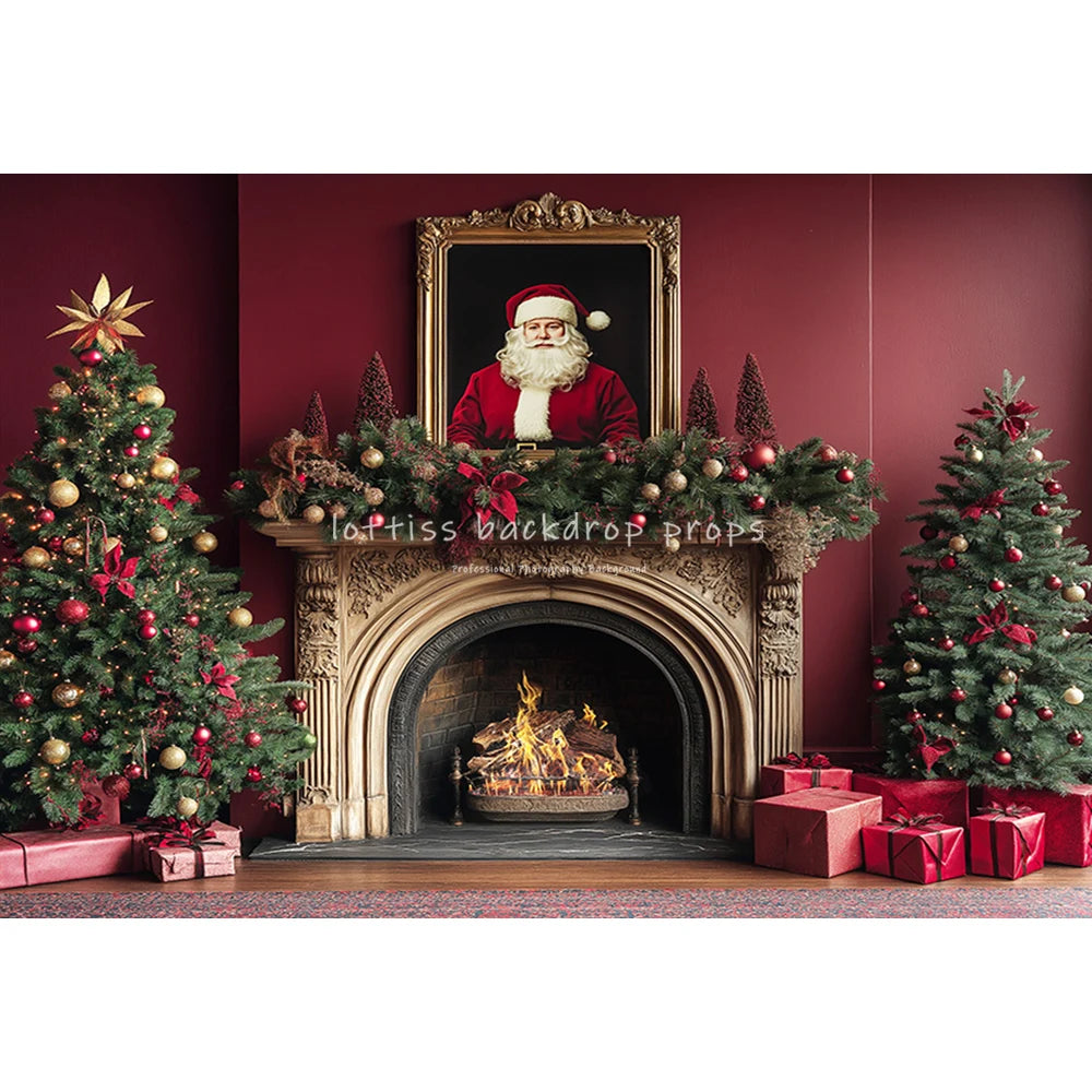 Santa Fireplace Living Room Backdrops Kids Adult Photography Child Baby Photocall Retro Castle Christmas Backgrounds