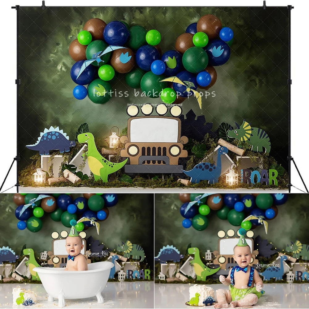 Prehistoric Forest Dinosaurs Backdrops Baby Kids Cake Smash Birthday Props Child Photocall Spring Jungle Backgrounds