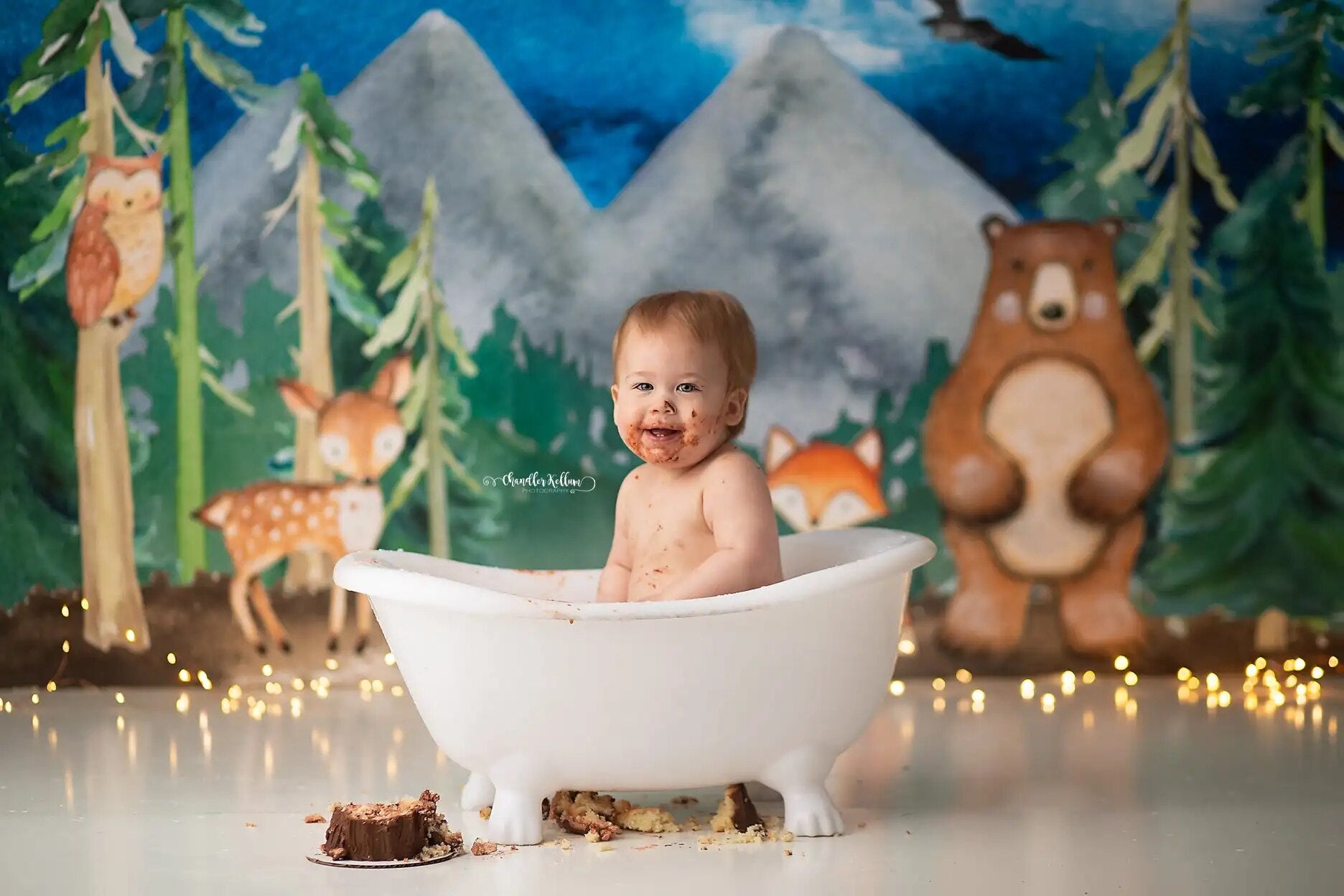 Watercolor Woodland Backdrops Adult Kids Cake Smash Photography Child Baby Photocall Jungle Forest Animals Background