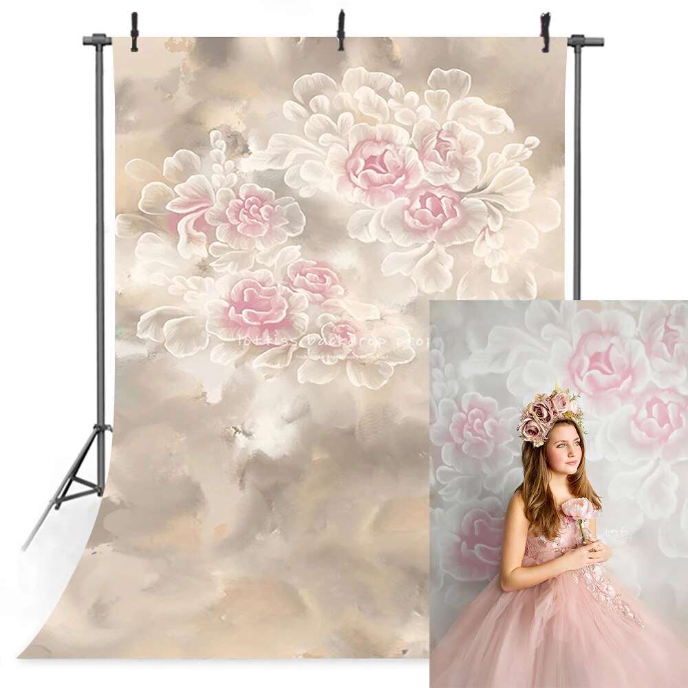 Art Hand Painted Floral Backdrops Kids Baby Photography Newborn Adult Child Photocall Props Garden Spring Flowers Background