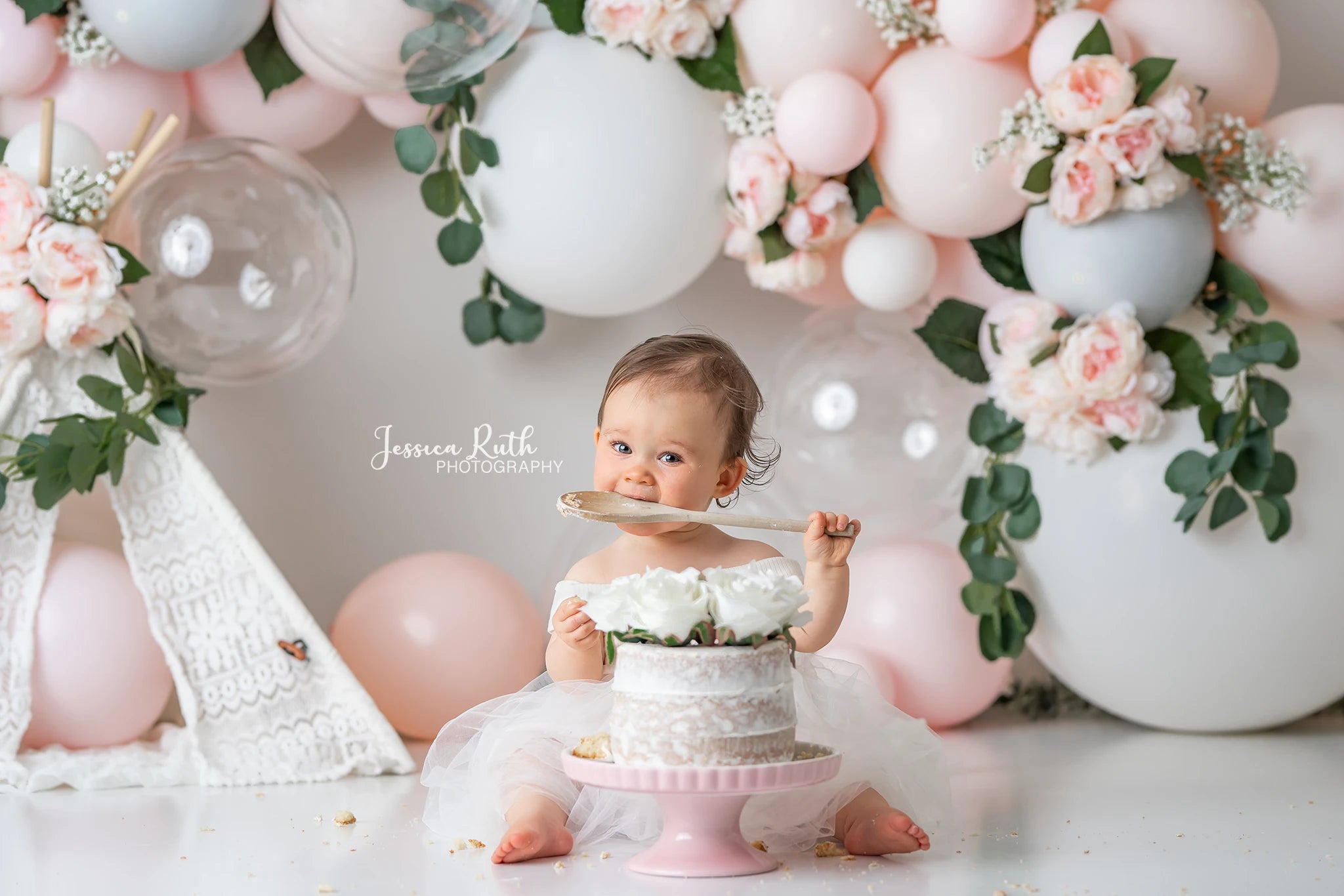 Spring Peony Flower Backdrop Boho Balloons Kids Cake Smash Photography Props Child Baby Adult Photocall Studio Backgrounds