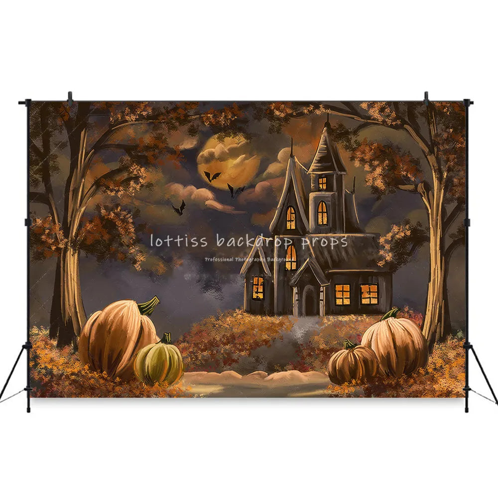 Witches Ball Halloween Backdrops Kids Photgrpahy Adult Child Photocall Props Pumpkin Lanterns Decor Festival Backgrounds