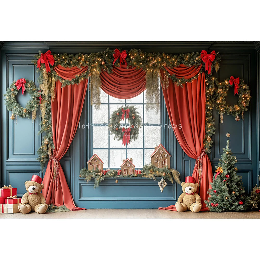 Winter Xmas Cottage Backdrops Kids Adult Photography Child Baby Photocall Snowflake Arch Windows Backgrounds