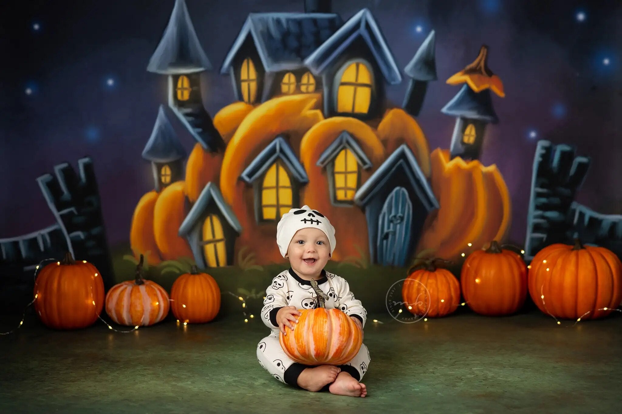 Décors d'halloween lanternes citrouille décors enfants photographie adulte bébé gâteau d'anniversaire Smash fête arrière-plans 