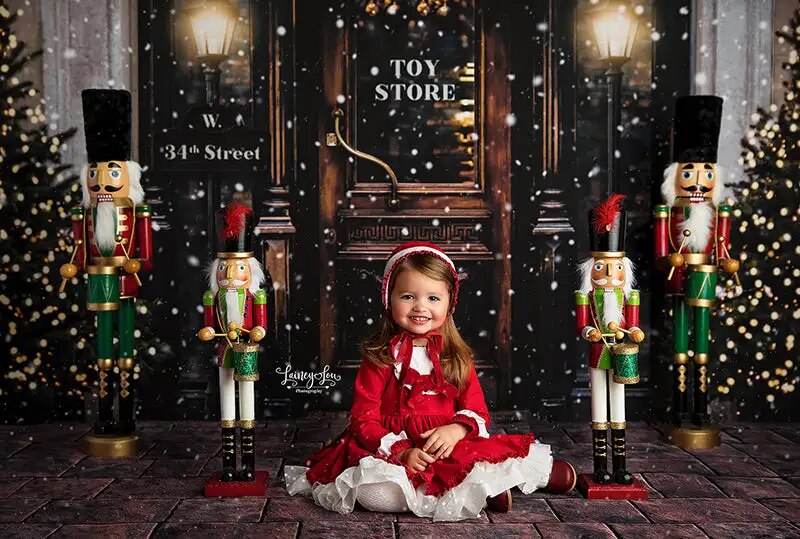 Xmas Miracle on the Street Backdrops Kids Baby Photography Props Child Adult Photocall Decors Christmas  Snowy Street Background