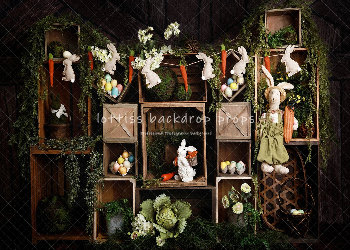 Bunny Easter Backdrops Kids Baby Photography Props Adult Child Cake Smash Photocall Decors Eggs Carrots Backgrounds