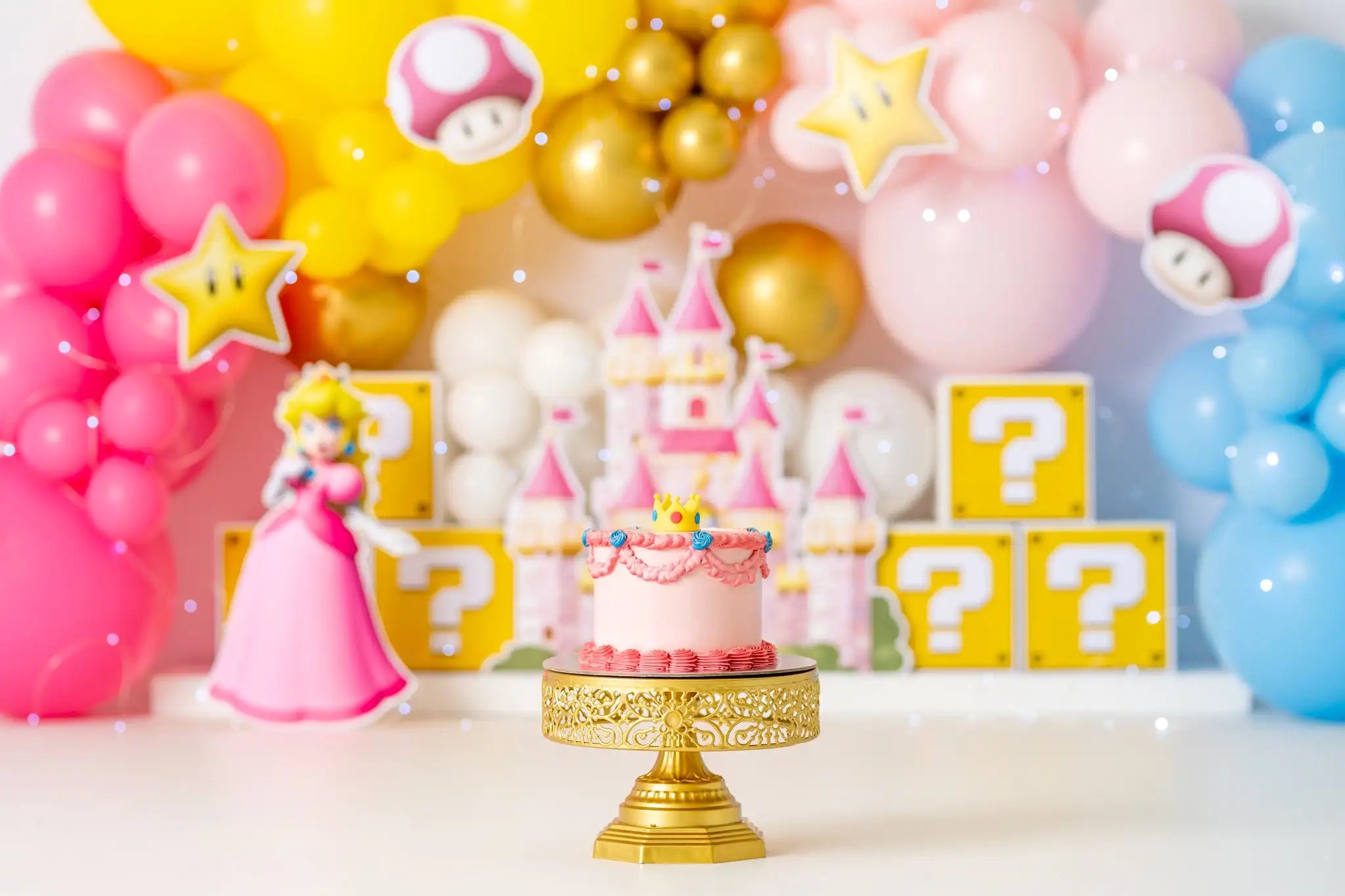 Princess Castle Balloons Garland Backdrop Kids Baby Cake Smash Photocall Decors Child Girls Adult Birthday Studio Backgrounds