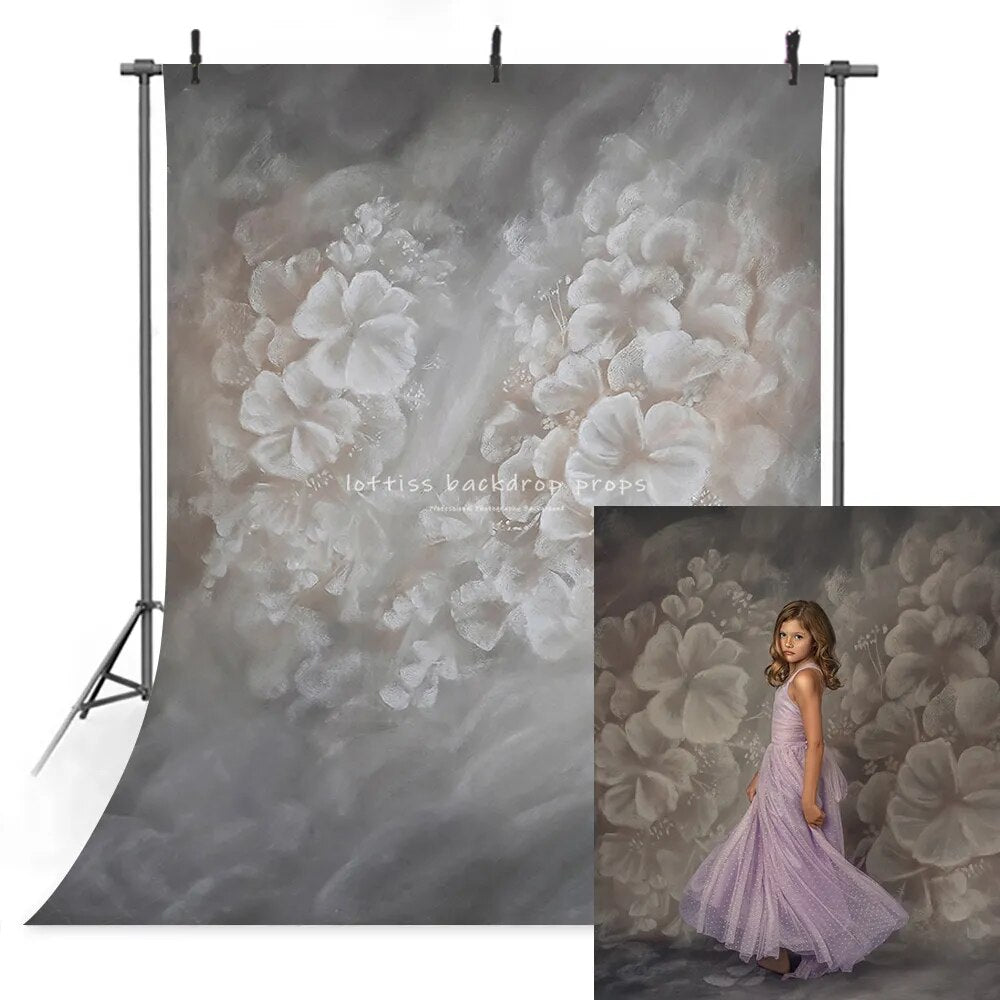 Vintage Oil Painting Flowers Backdrop Faded Flowers Blossom Abstract Texture Pregnant Portrait Baby Shower Wedding Backgrounds